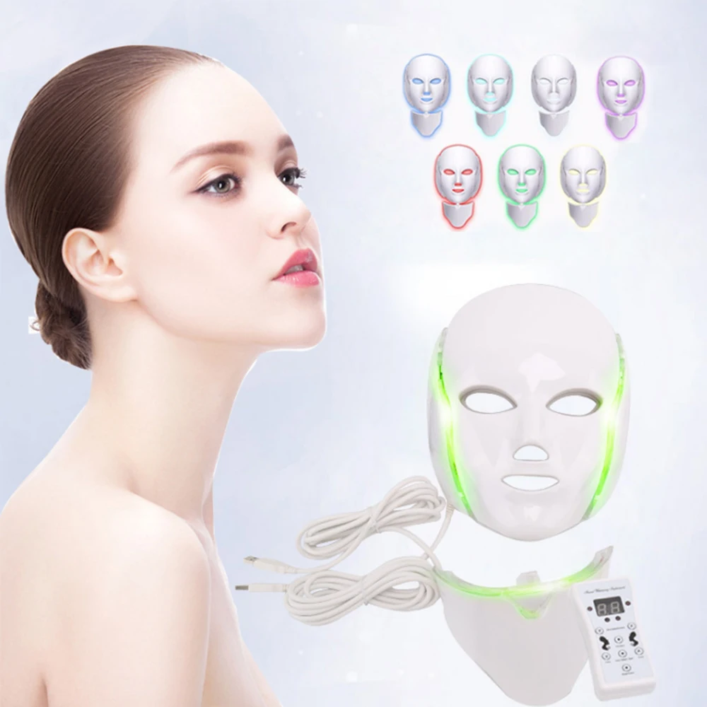 Электрический светодиодный маска для лица 7 цветов фотон инструмент для омоложения кожи анти акне, морщины красоты лечение домашнего использования косметическое устройство