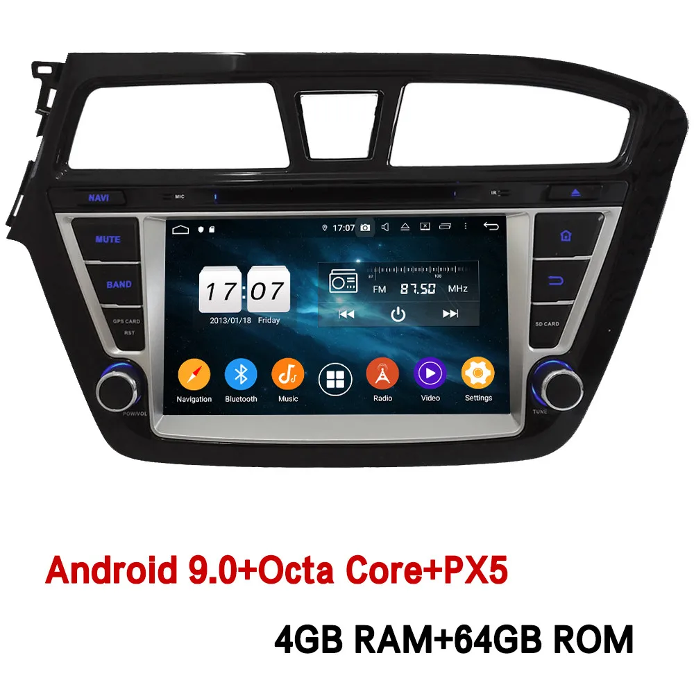 Klyde " ips 4G wifi Android 9,0 Восьмиядерный 4 Гб ОЗУ 64 Гб ПЗУ DSP BT FM автомобильный DVD мультимедийный плеер стерео для hyundai I20 2013 - Цвет: 4GB RAM x 64GB ROM