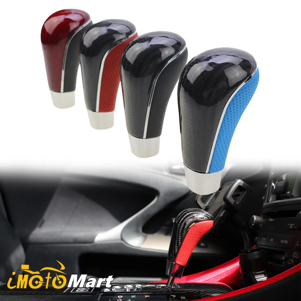 Universal Genuin Leather Real Carbon Fiber Car Manual Automatic Gear Shift Knob Shifter Lever For Ford Toyota Lexus Volkswagen | Автомобили