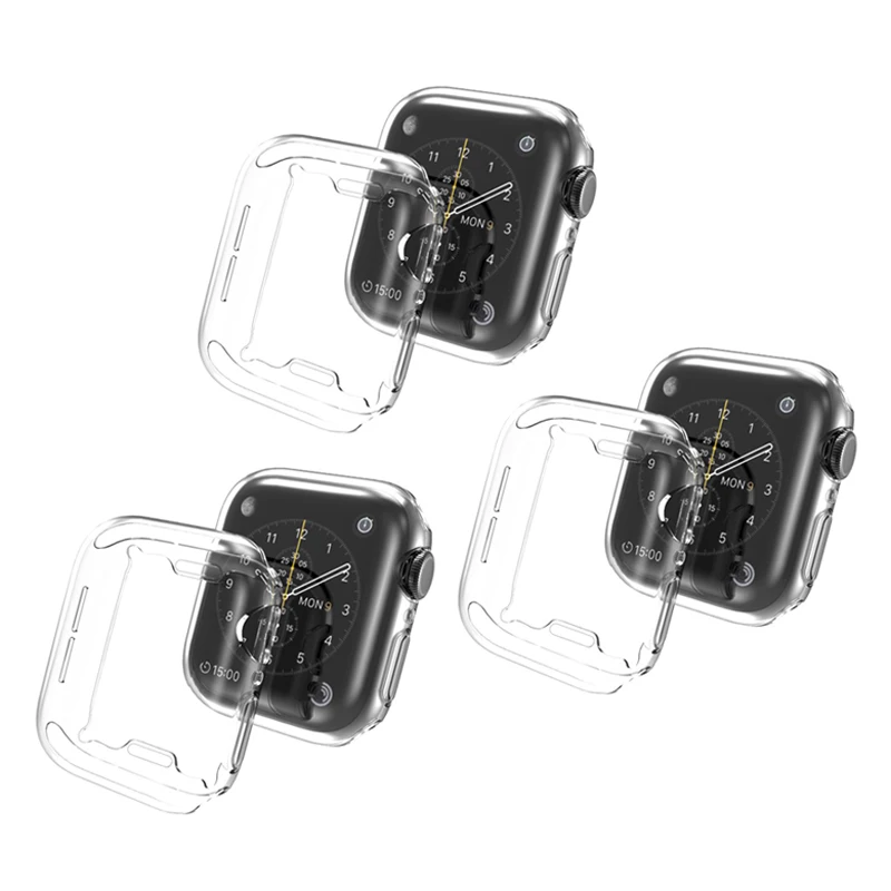 3 uds Protector de pantalla iWatch reloj para Apple 38MM 40MM 42MM 44MM cubierta de silicona caso para ver el caso de la serie 6 5 4 3 cubierta