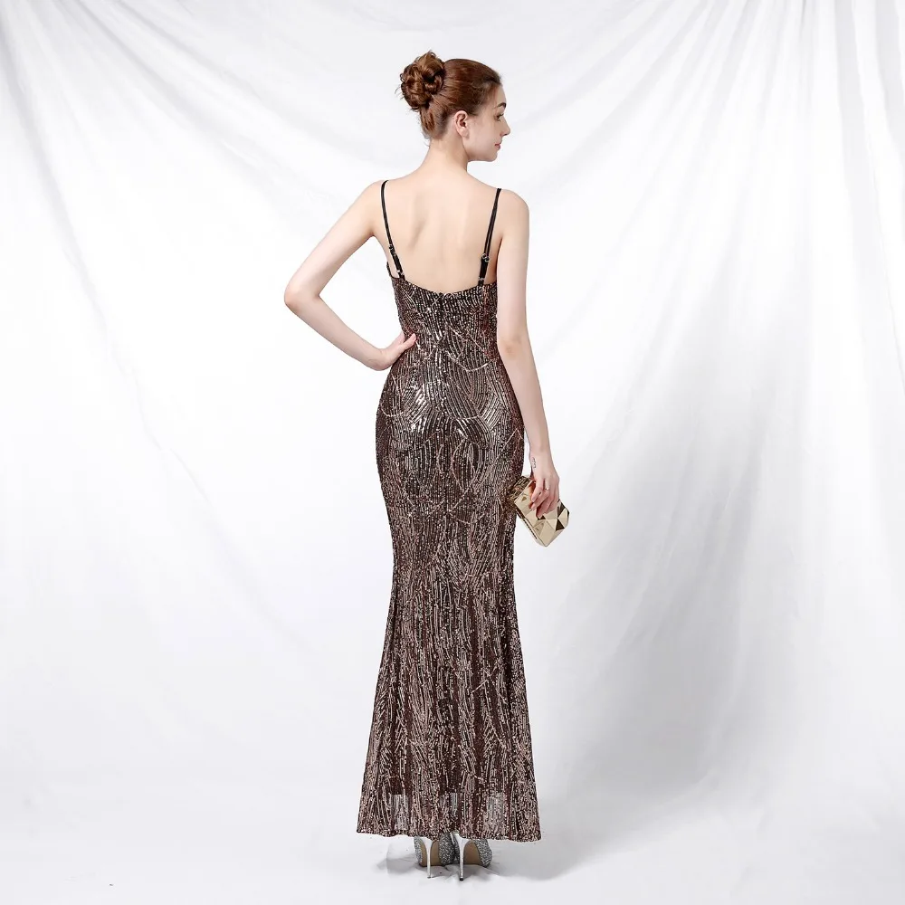 Gold Sequins Spaghetti Strap Deep V Neck Backless Open Slit Luxury Party Dresses For Women 2020 Fashion Elegant Night Club Dress (17)