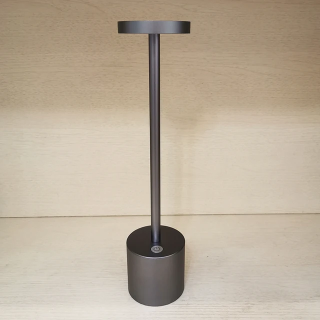 Modern Aluminium Led Dimmable Restaurant Cordless Table Lamp With Usb Rechargeable 5200ma Battery For Hotel Ktv Bar Dinning Room Gray