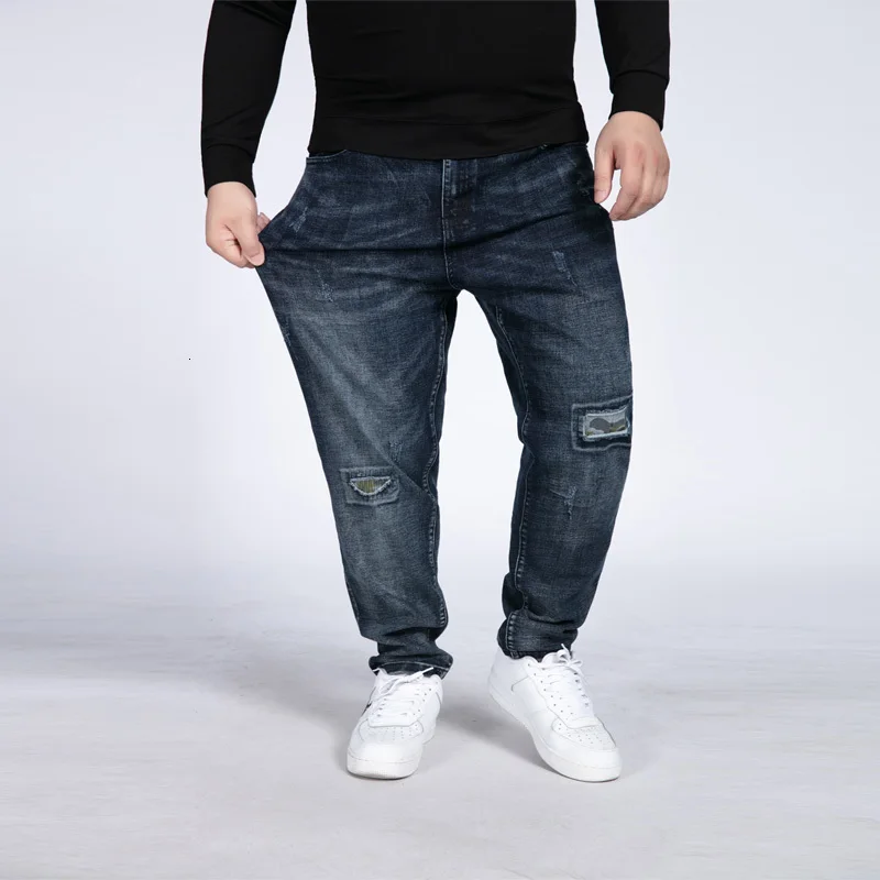 1 12XL 10XL 8XL 52 50 мужские джинсы с принтом и дырками, повседневные облегающие джинсы для мужчин, хлопок, пуговица, молния, высокое качество - Цвет: 1