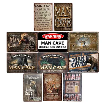 

Man Cave Rule Strong Bear Metal Tin Signs Tavern Metal Door Wall Stickers Plaque Plate Club Classical Retro Painting