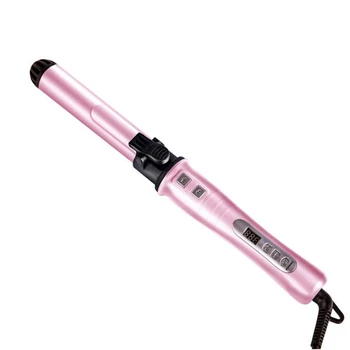 

HOT！-Rotating Hair Curling Iron, Tourmaline Ceramic Hair Curler with Anti-Scald Hot Brush 2-In-1 Hair Curler US Plug (Pink)