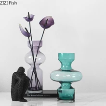 Стеклянная ваза, сушеные цветы, вазы, цветочный горшок, прозрачный градиент, гидропоника, цветок, украшение стола, нордический креативный домашний декор