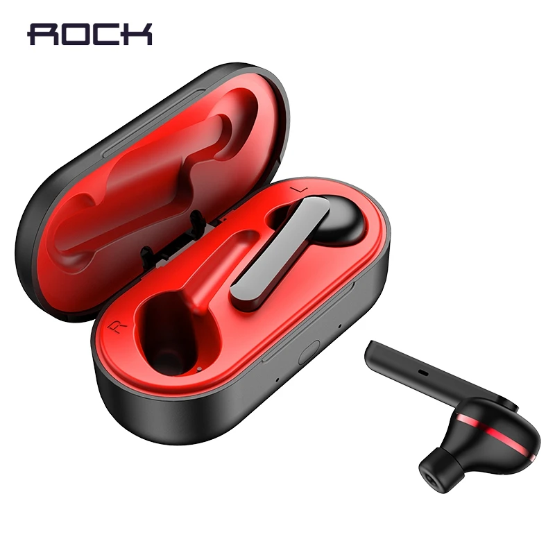 

ROCK Wireless Bluetooth 5.0 TWS Bluetooth Earphone Handsfree Luxury Earphones With Mic for iOS & Android System sport waterproof