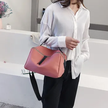 

Women's Fashion Solid Color Large Capacity Nylon Shoulder Bag Nylon Messenger Bag women cross body bag Barrel-shaped Bag#318
