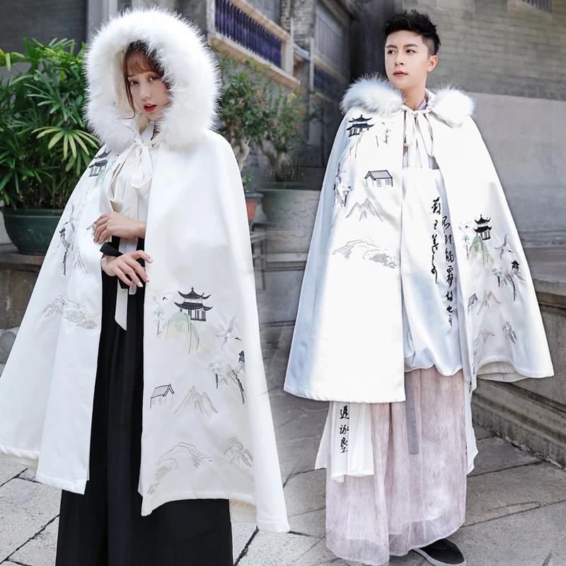 Hanfu Зимний плащ пальто женский древний стиль Китайская традиционная одежда