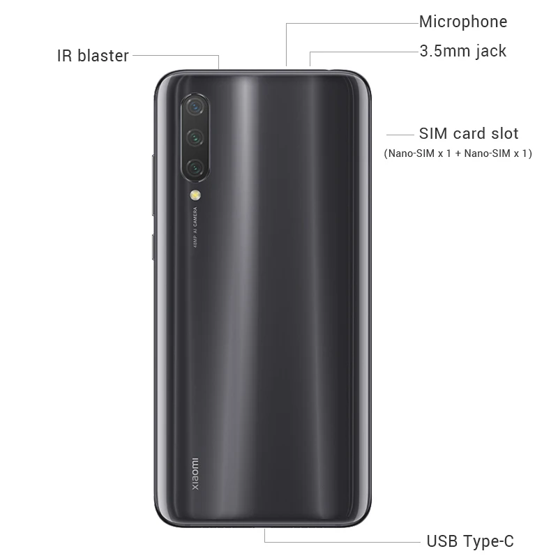 Xiaomi Mi A3 Смартфон с восьмиядерным процессором Snapdragon 665 ОЗУ 4 Гб ПЗУ 64 ГБ 6 088 &quot 48 м + 32