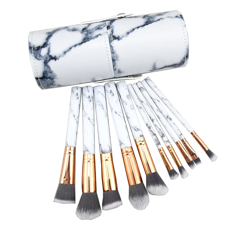 

Magnificent Iraqis hot selling currently available 10 marbling plastic handle brush set soft artificial fiber hair beauty tools