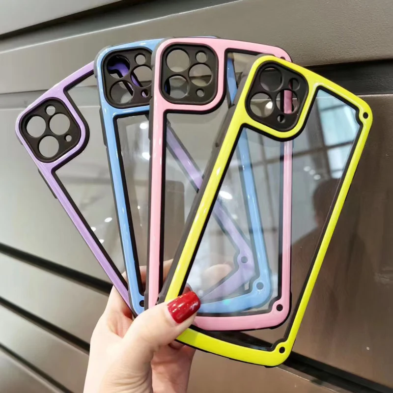 Funda transparente de lujo para teléfono móvil, carcasa de Color caramelo para cámara de Apple iPhone 11 12 Pro Max mini SE 2020 X XR XS Max 7 8 Plus
