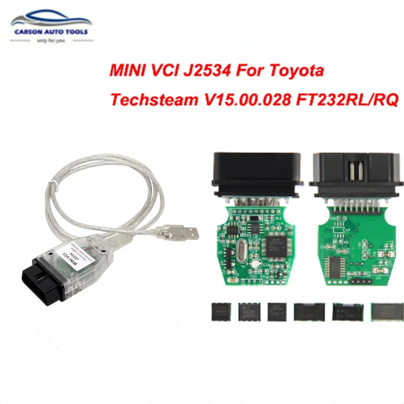 Автомобильный сканер для Toyota TIS Techstream V15.00.028 minivci FTDI J2534 OBD OBD2 Диагностический