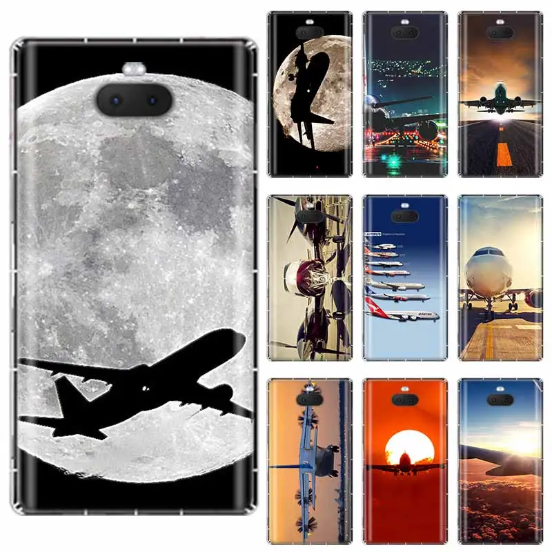 airplane flying Transparent Silicon TPU Case For Sony Xperia X XA XA1 XA2 XA3 XZ XZ1 XZ2 XZ3 XZ4 L1 L2 L3 Plus Compeact | Мобильные