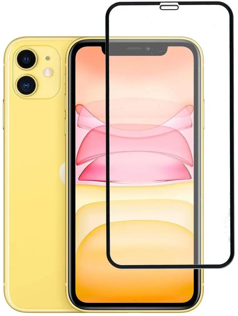 Защитное стекло 21D для iPhone 7/8/SE 2020/X/XR/11 закругленные края противоударное из