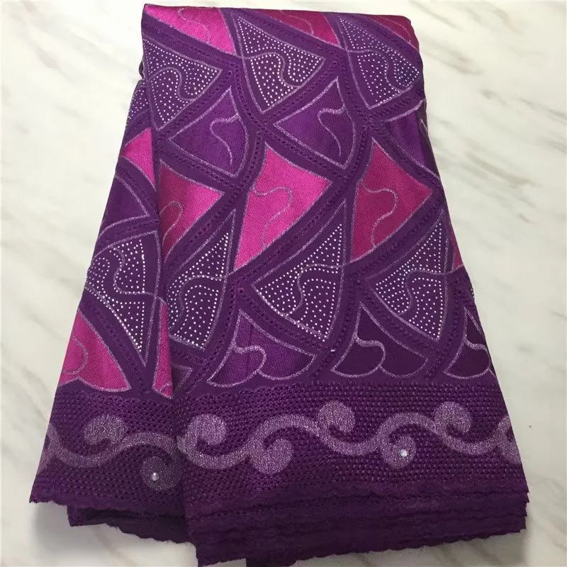

African Cotton Lace Fabric High Quality Nigerian Lace Fabric Purple Swiss Voile Lace In Switzerland For Dress Party M4878