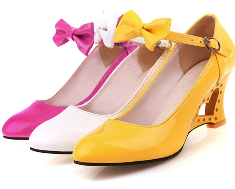 Женские туфли на клиновидном каблуке красивые свадебные женские туфли с бантиком и вырезом в форме сердца повседневные женские туфли-лодочки с узором на среднем клиновидном каблуке большие размеры 34–42