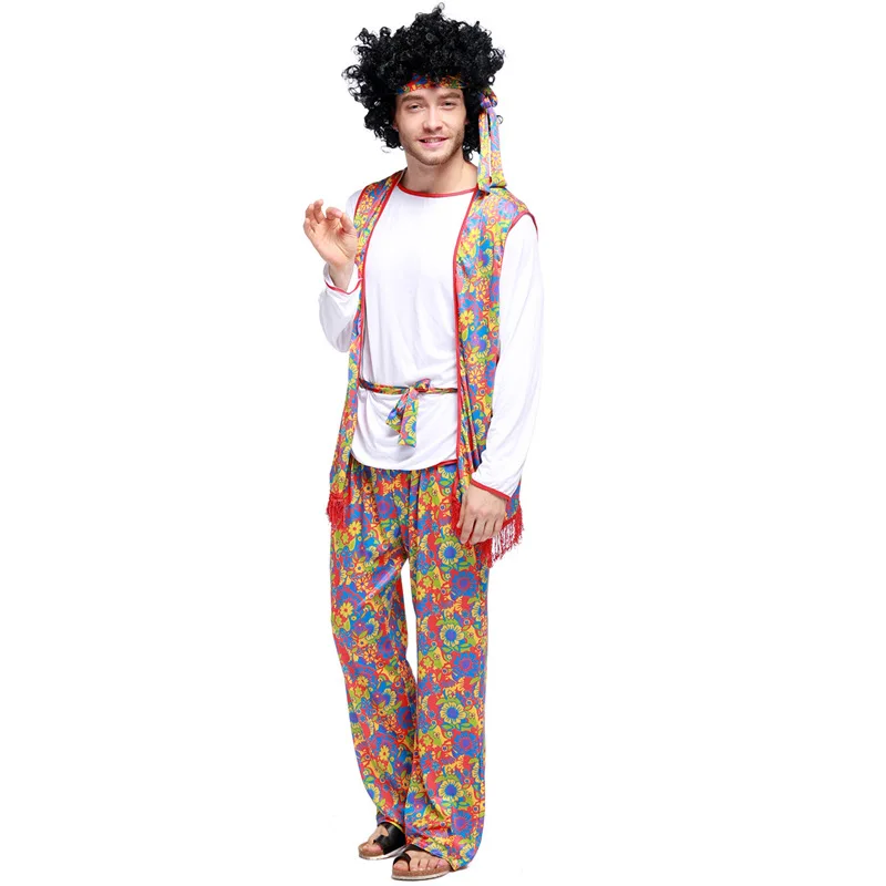Umorden Groovy Костюм хиппи для мужчин взрослые 70s костюмы Хэллоуин вечерние ринка