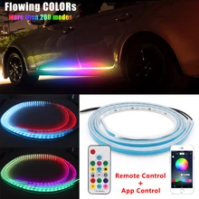 Niscarda tira de luces Led Flexible RGB para coche, lámpara Flash de advertencia para puerta, luces decorativas de Ambiente, Control de música con aplicación remota
