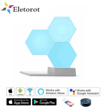 

DIY Colorful Quantum Lights Creative Geometry Assembly Smart Voice APP Control Modular Touch Sensitive LED USB Ambient Wall Lamp