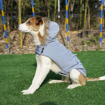 

Pet Clothes Retro Design Hooded Winter Warm Dog Clothes Cotton Plush Padded Clothes Dog Pet Jacket Vest Warm Pet Outfit