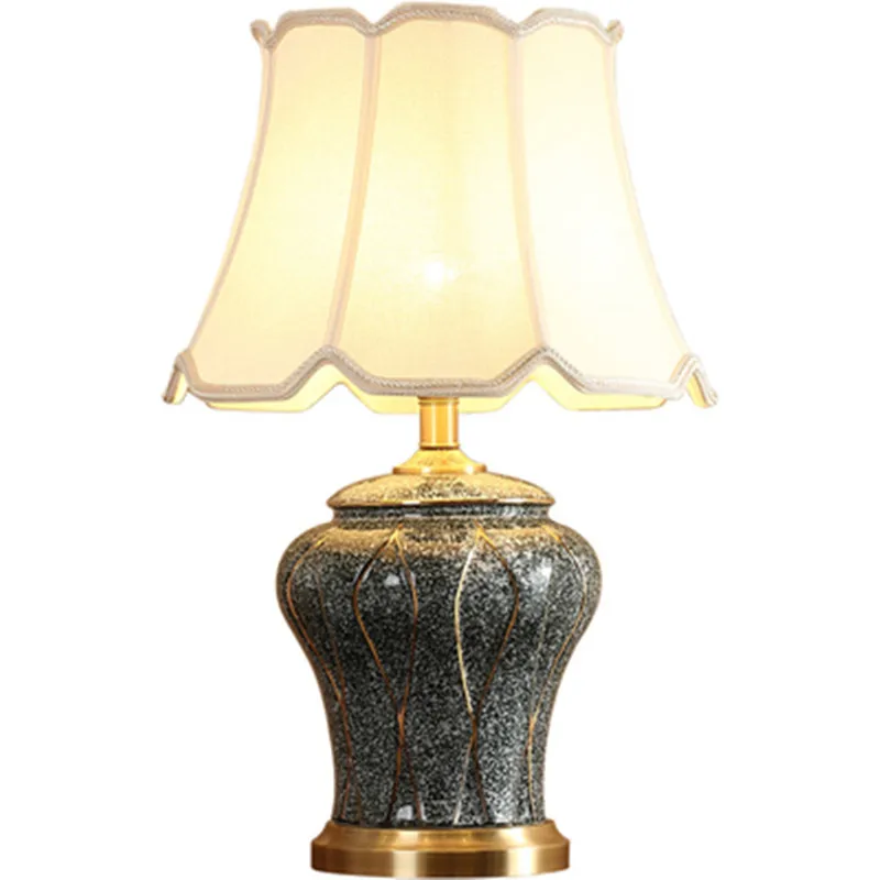 

Copper table lamp living room Jingdezhen ceramic lamp luxury Bedroom bedside lamp decorated led lamps