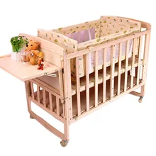Сосновая кроватка из цельного дерева без краски детская кроватка-колыбель многофункциональная комбинированная кровать для новорожденных