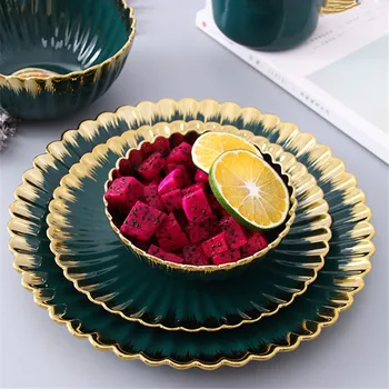 

Ceramics Dinner Plate Steak Plate Salad Bowl Breakfast Container Snack Dish Fruit Plate Wedding Gift 10/8 Inches Kitchen Utensil