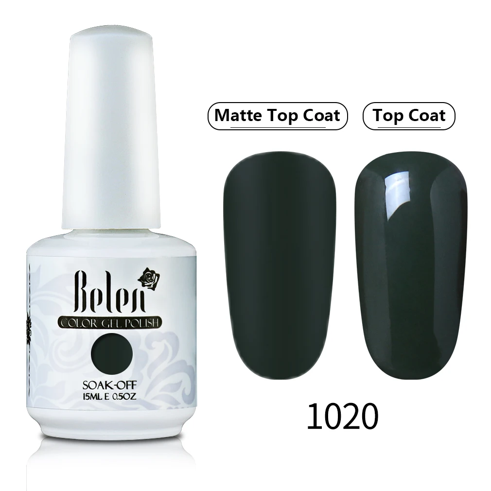 Belen матовый цвет УФ-гель для ногтей 15 мл черный белый цвет чистый замочить от УФ-гель для дизайна ногтей лак верхнее Базовое покрытие матовый эффект гель - Цвет: 1020