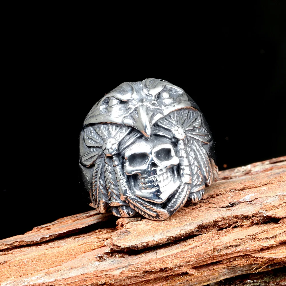 

Retro Horror Eagle Skull Ring Domineering Men's Silver Color Ring Fashion Halloween Party Jewelry Accessories Gift