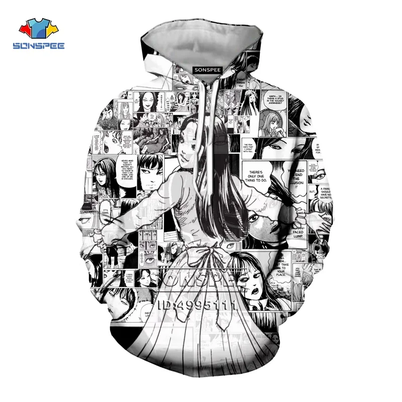 10 SONSPEE Japan Junji Ito Horror Manga 3D Print Men Women Hooded Hoodies Sweatshirts Pullover Casual Hip Hop Autumn Tops - Цвет: 10