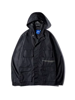 

Polyester Blackmulti-pocket Jacket Men Oversized Wind Breaker Fall Jacket Men Jaqueta Corta Vento Jackets for Men Autumn HH30JK