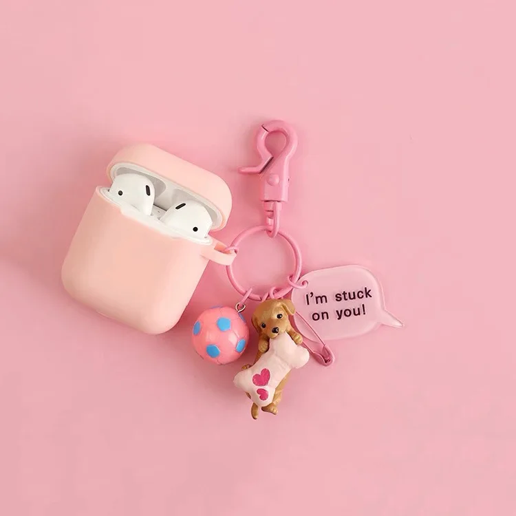

cases cute For Air Pod Pro 4 cartoon dog keyring silicone Earphone Cover 2020 For airpods AirPod Pro 4 Case funda accessories