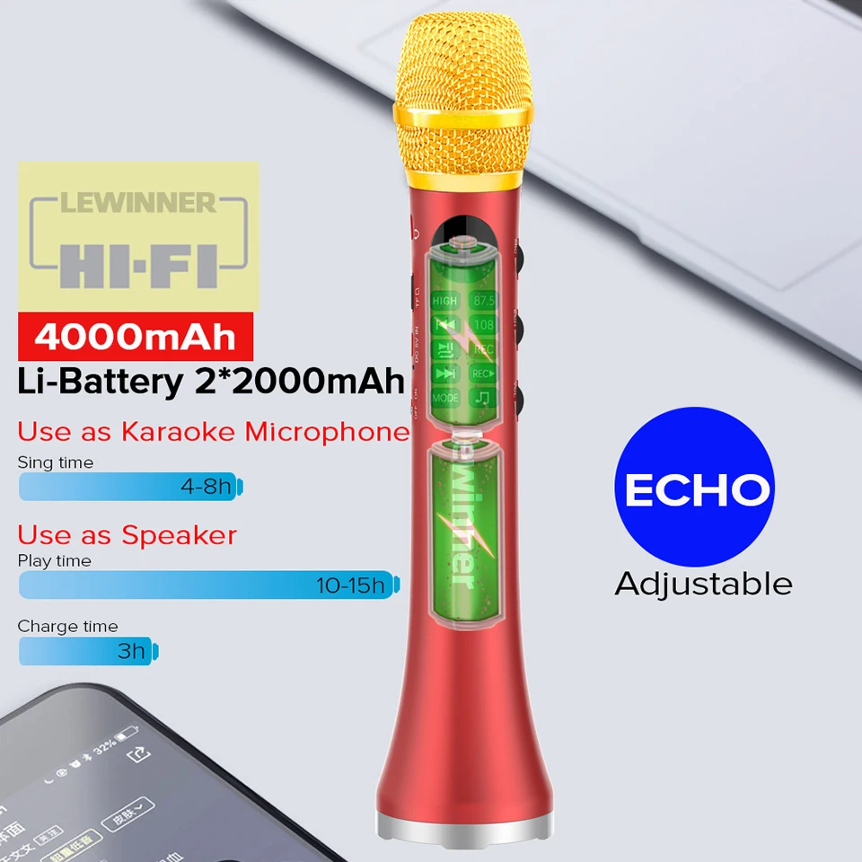Lewinner L-699 Professional Karaoke Microphone Wireless Speaker