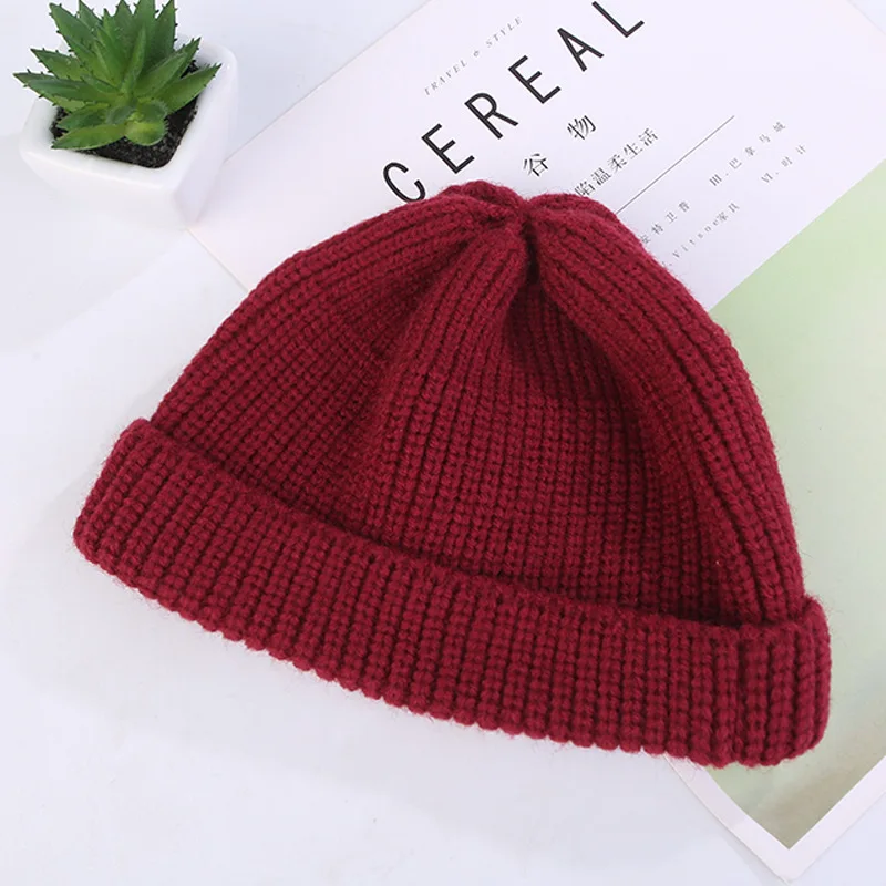 Осенне-зимний корейский короткий свитер, однотонные трендовые уличные шапки с дыней, вязаная шапка для девочек, теплая уличная шапка