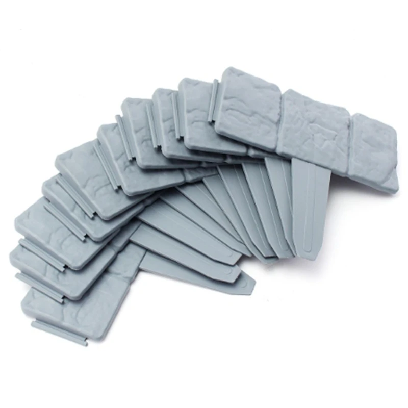 

Hot Sale 12Pc Grey Garden Fence Edging Cobbled Stone Effect Plastic Lawn Edging Plant Border Decorations Flower Bed Border
