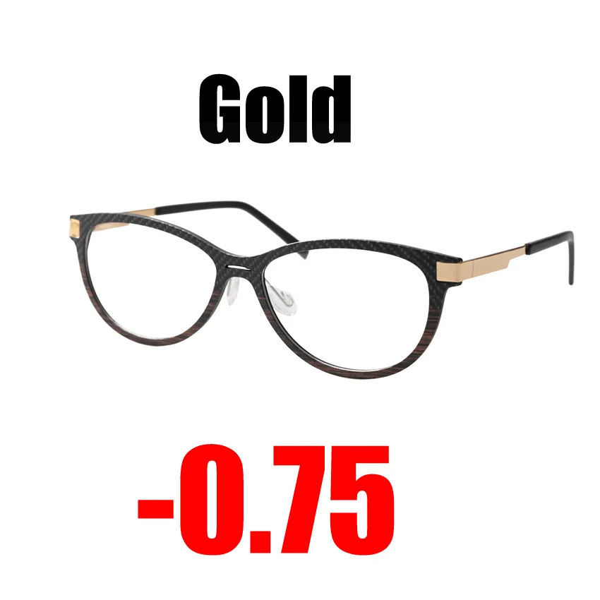 Gold -0.75 SOOLALA высококачественный анти-синий светильник для женщин очки для близорукости с подарочной упаковкой-0,5 от 0,75 до 5,0 6,0 оптическая оправа для очков по рецепту - Цвет оправы: Gold -0.75