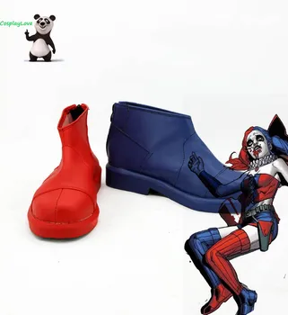 

DC Comics Batman Arkham Joker Harley Quinn Red And Blue Shoes Cosplay Boots Leather For Halloween CosplayLove