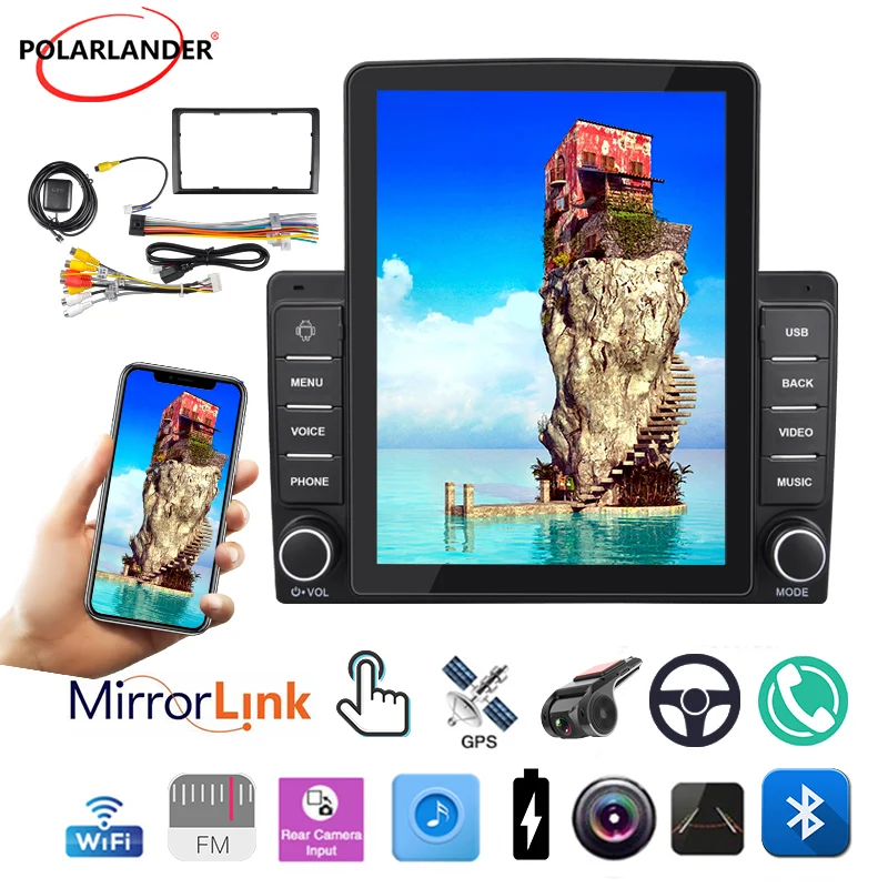 

2 Din Car Radio Android 9.0 9.5-inch vertical screen Android Quad-core Bluetooth hands-free Car Navigation Player GPS navigation