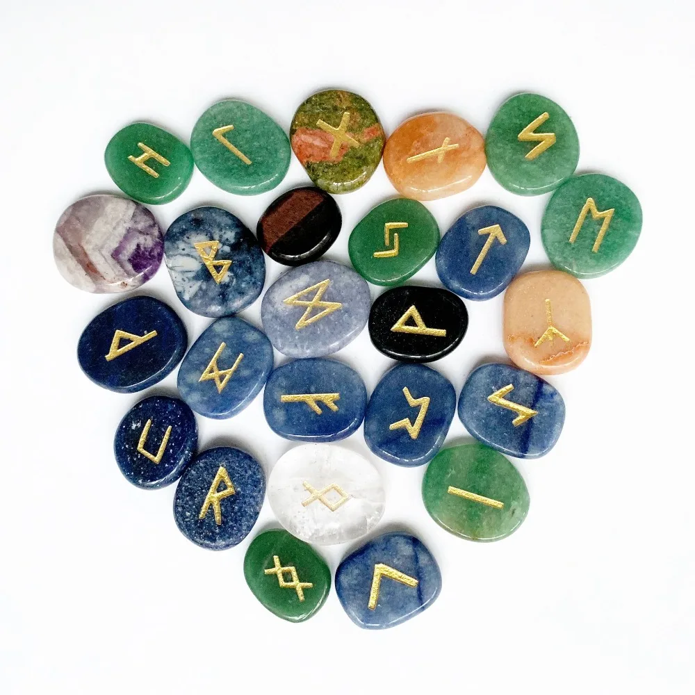 mixed stone runes symbols set