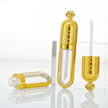 

1/50pcs Wholesale Golden Plastic Crown Lip Gloss Empty Tube Cosmetic Lipgloss Stick Container With Packing Carton