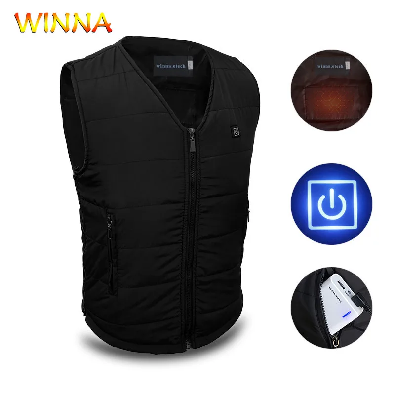 

Winter Usb Heated Outdoor Vest Heated Jacket Flexible Electrical Heated Vest Thermal Cotton Clothing for Ski Climbing Fishing