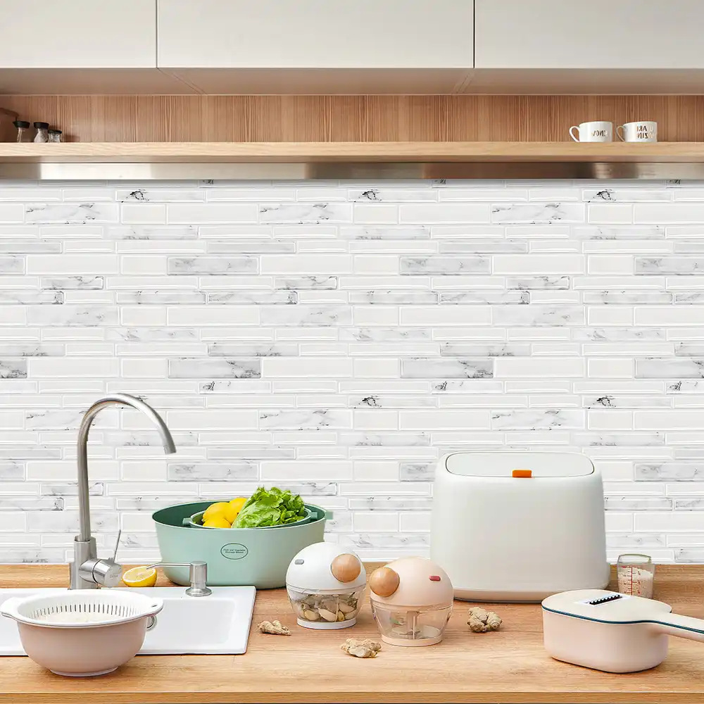 防水自己接着モザイク壁diyキッチン浴室ビニール壁紙3dモザイクタイルステッカー ウォール ステッカー Aliexpress