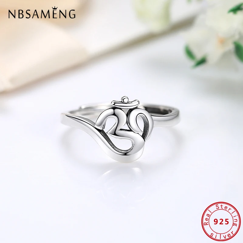 Silver Ring 925 Sterling Om Symbol Adjustable Finger for Women Gift