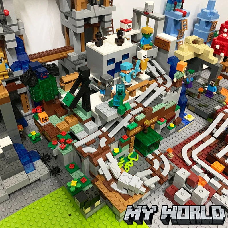 Mountain Cave Small Version Building Block With Action Figures Compatible MinecraftINGlys 21137 My World Bricks Set Gifts Toys Mountain Cave Small Version Building Block With Action Figures Compatible MinecraftINGlys 21137 My World Bricks Set Gifts Toys