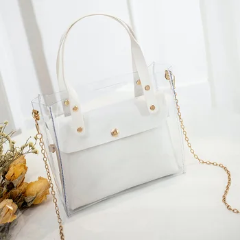 

Women's bag 2020 summer new child and mother bag transparent bag shoulder messenger handbag lady jelly bag chain small bag