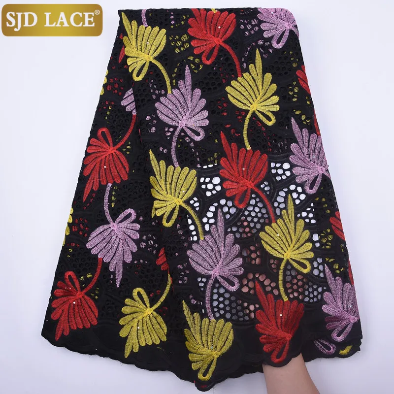 

SJD LACE African Lace Fabric Embroiderey Eyelet Holes Swiss Voile Lace In Switzerland Nigerian Cotton Lace Fabric For PartyA1854