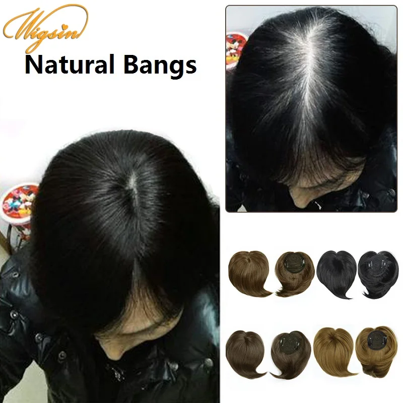 Hair-Extensions Bangs Fake-Fringe Clip-In WIGSIN Synthetic Women Brown Black for High-Temperature-Fiber