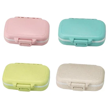 

4pcs Small Pill Box Portable Medicine Box Simple Pill Case Practical Pills Storage Box for Home Office (Blue + Green + Primary C