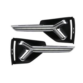 

2Pcs Car LED Daytime Running Light Fog Lamp Frame Fog Light for Geely Boyue Proton X70 2018